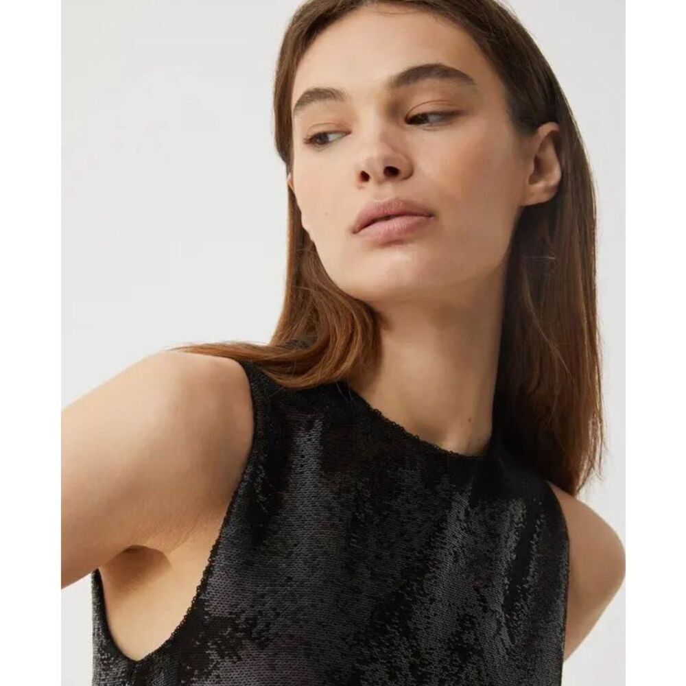 VERONICA DE PIANTE Kat Dress In Flat Sequin Black NWT Size 36/ Small - Picture 4 of 11